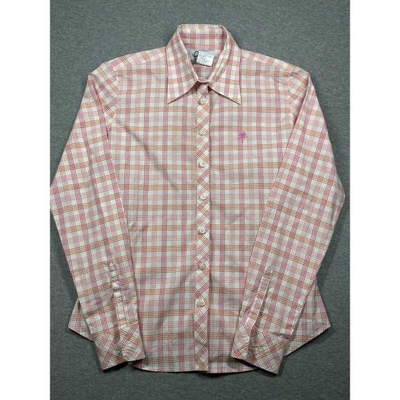 LILLY PULITZER plaid palm tree long sleeve blouse shirt size 2 - Picture 2 of 8